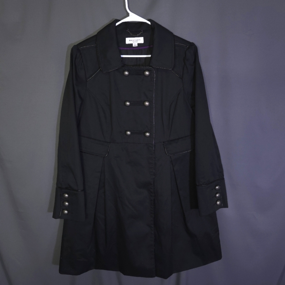 Liz Lange Maternity Military Trench‎ Coat Black Size Large Steampunk Goth